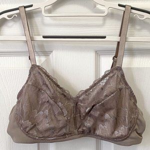 True & Co. Lace Bralette, unlined, underwire, 38 B in Taupe